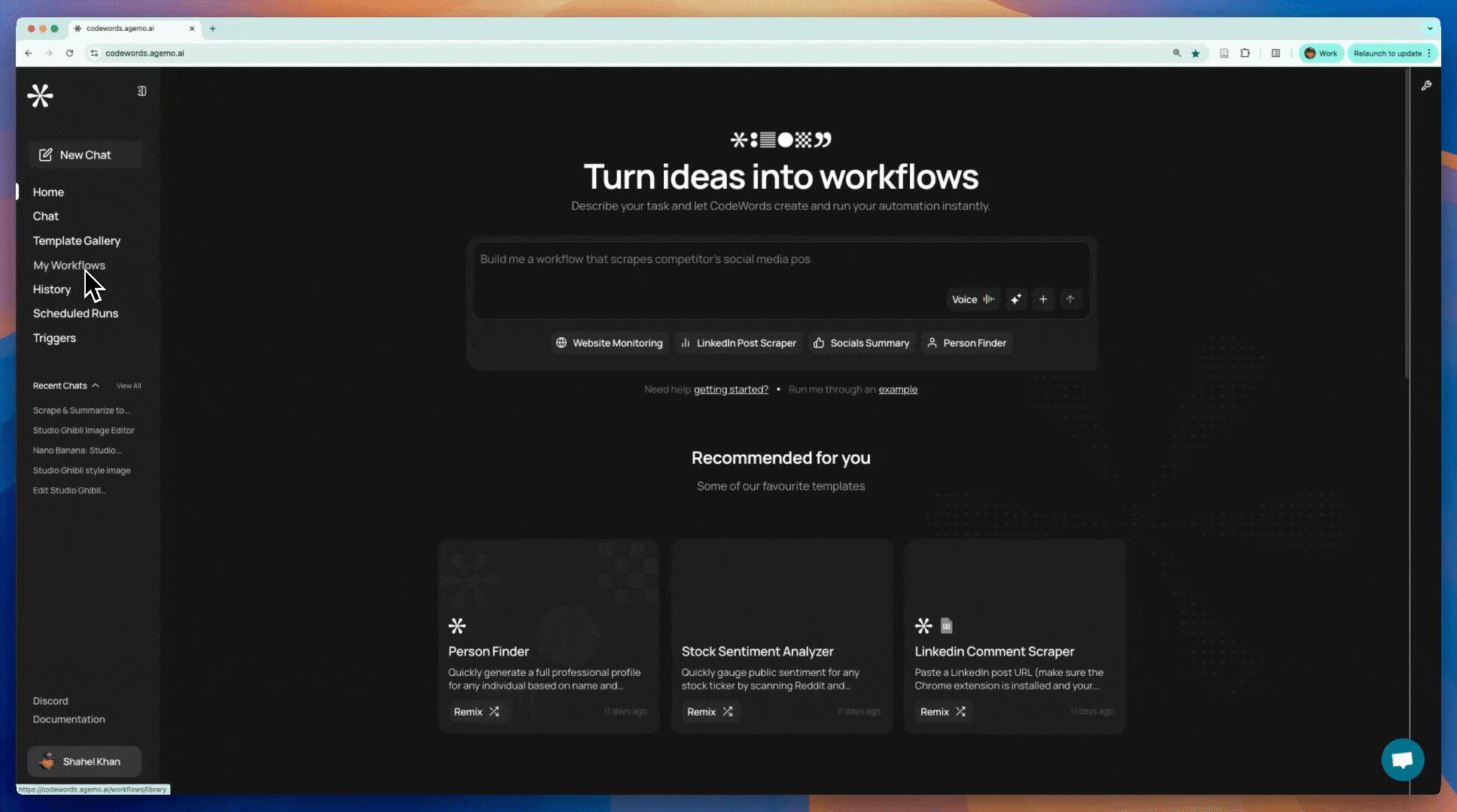 Setting up a schedule on CodeWords